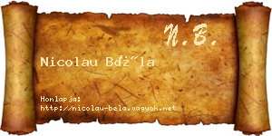 Nicolau Béla névjegykártya